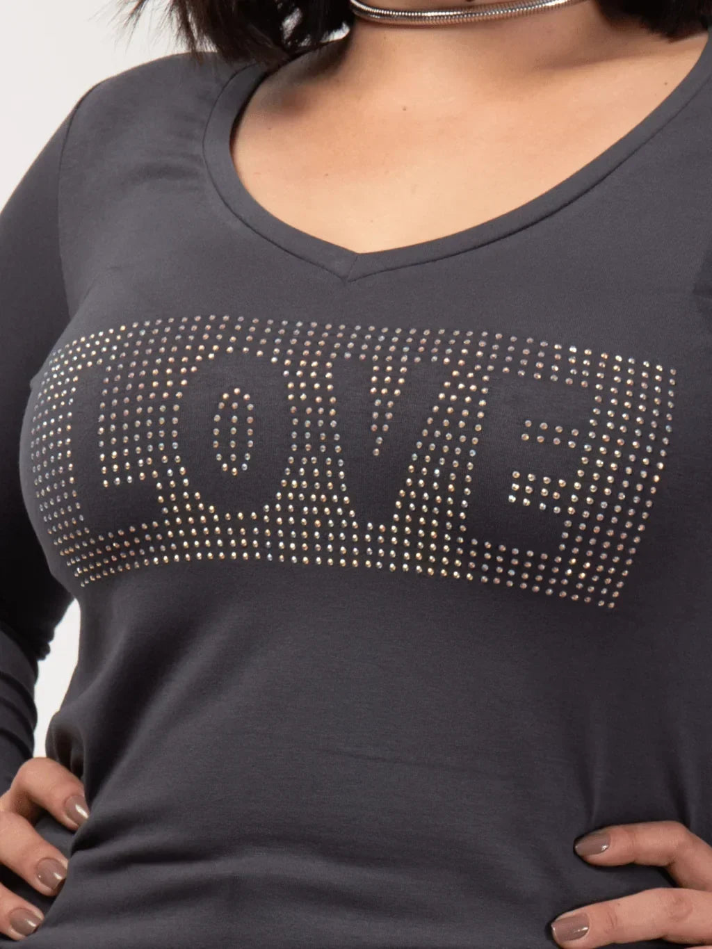 Manga Longa Love Strass - Divina Garota