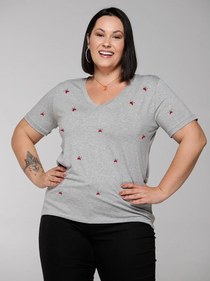 T-shirt Mini Borboletas Bordada - Divina Garota