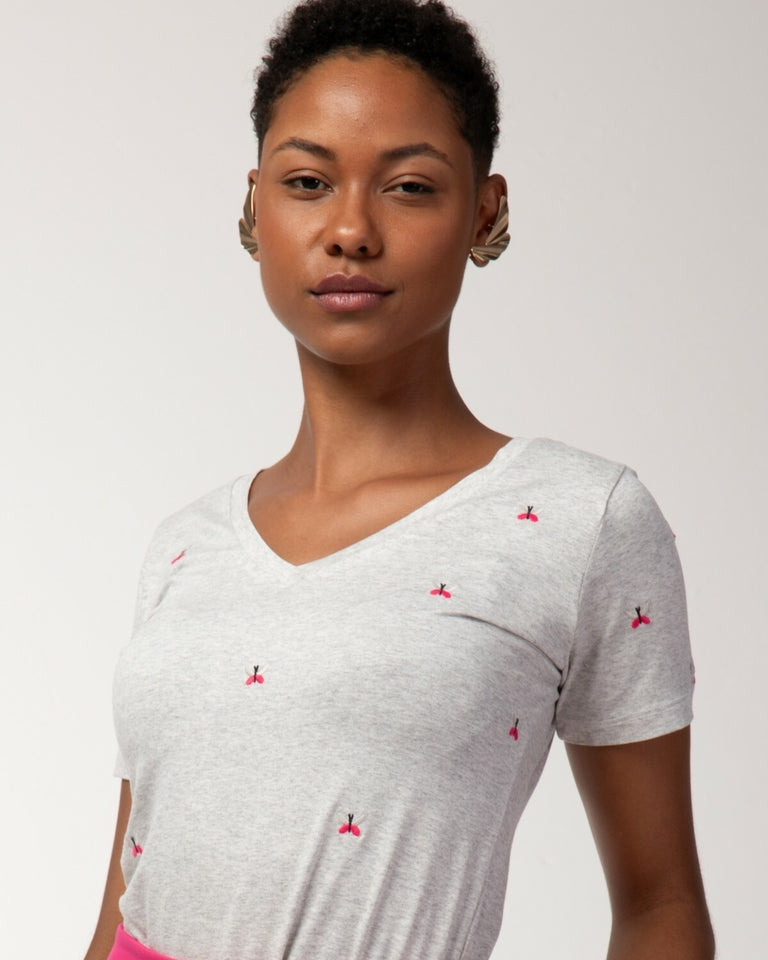 T-shirt Mini Borboletas Bordada