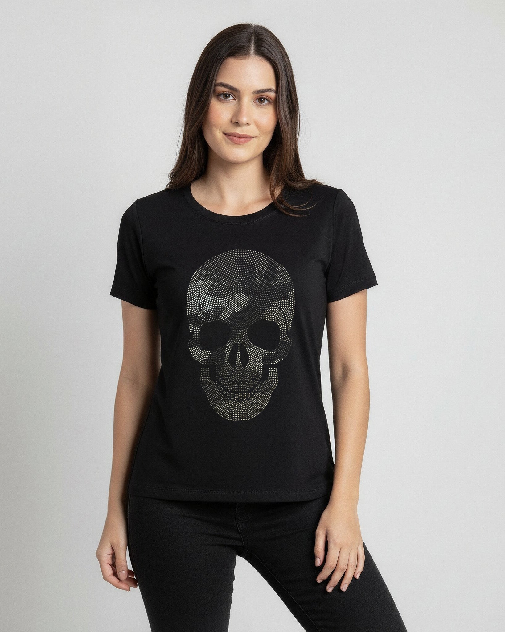 T - shier Caveira Strass - Divina Garota