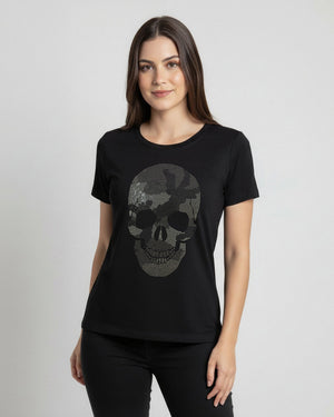 T - shier Caveira Strass - Divina Garota