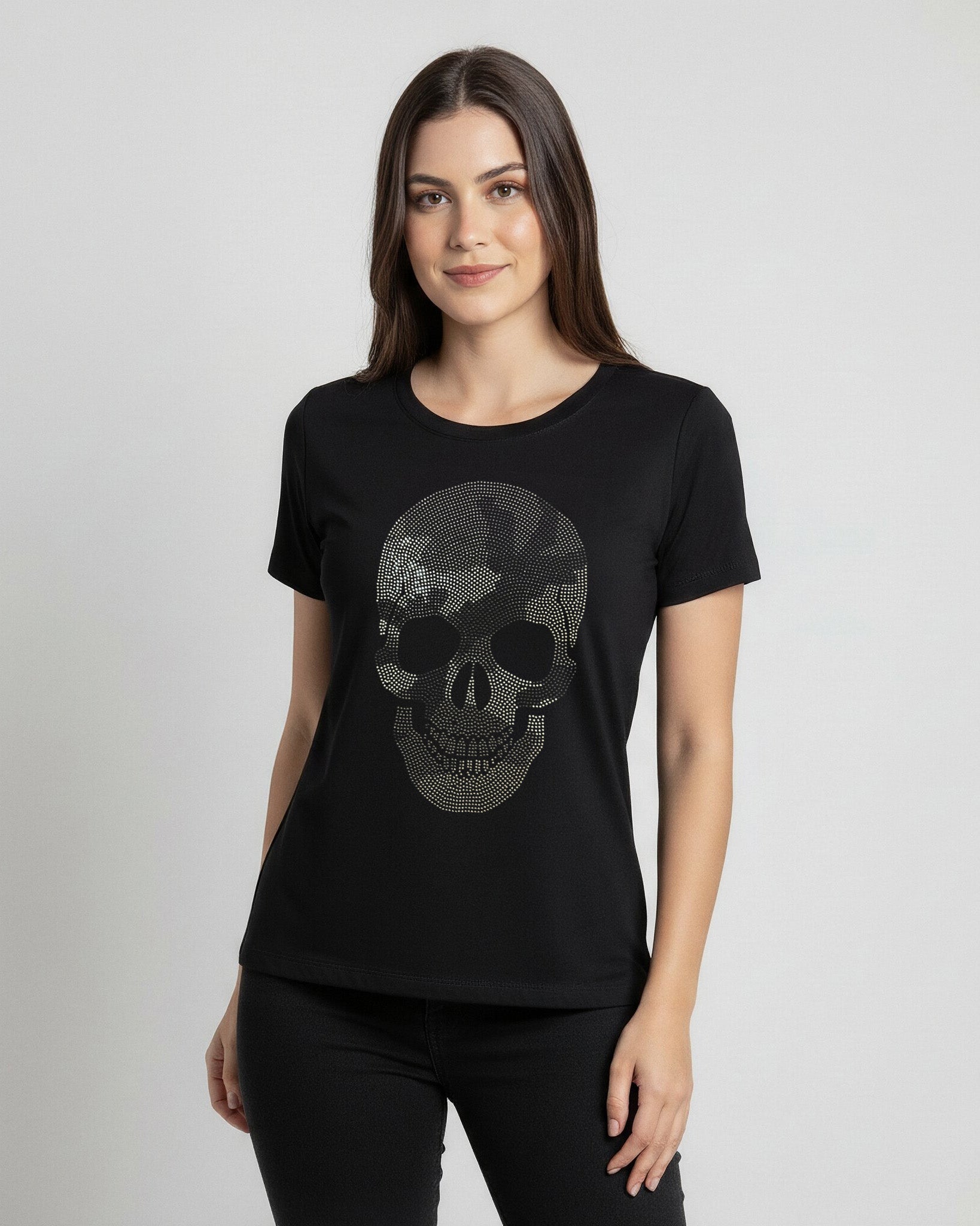 T - shier Caveira Strass - Divina Garota