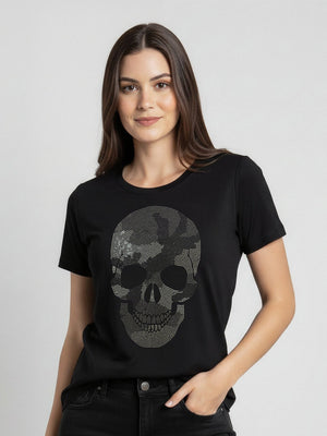 T - shier Caveira Strass - Divina Garota