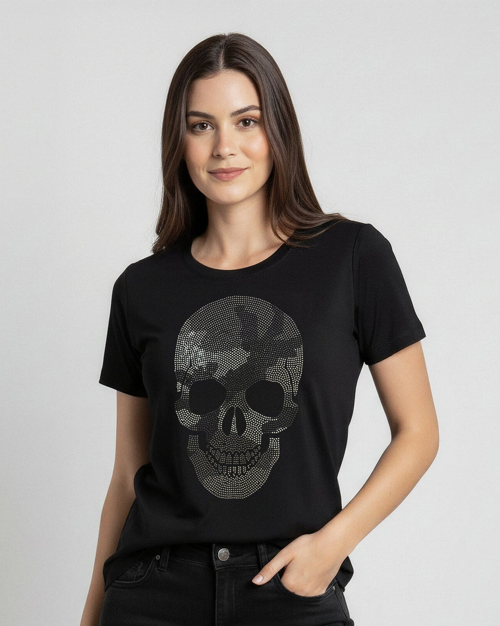 T - shier Caveira Strass - Divina Garota