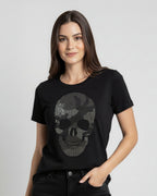 T - shier Caveira Strass - Divina Garota
