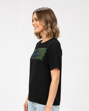 T-Shirt Bandeira Brasil Strass - Divina Garota