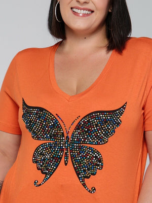 T-shirt Borboleta Strass Colorful - Divina Garota