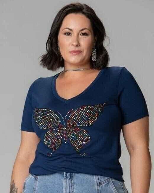 T-shirt Borboleta Strass Colorful