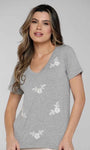 T-shirt Bordada Flores Alvas