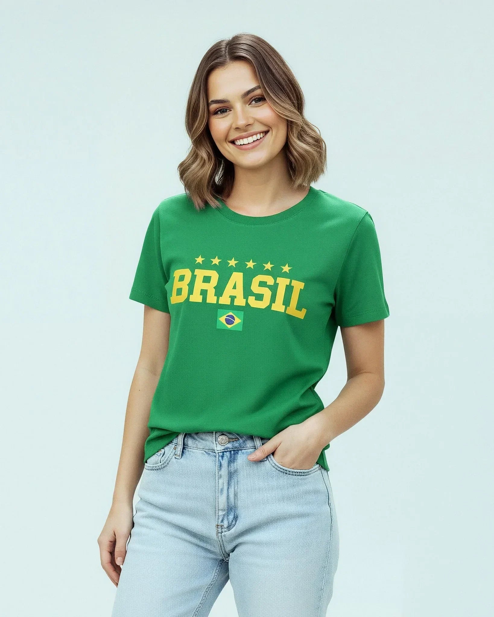 T-shirt Brasil 5 Estrelas - Verde - Divina Garota