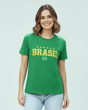T-shirt Brasil 5 Estrelas - Verde - Divina Garota