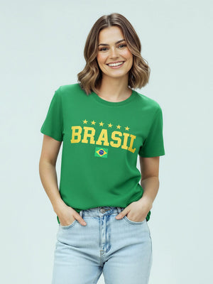 T-shirt Brasil 5 Estrelas - Verde - Divina Garota