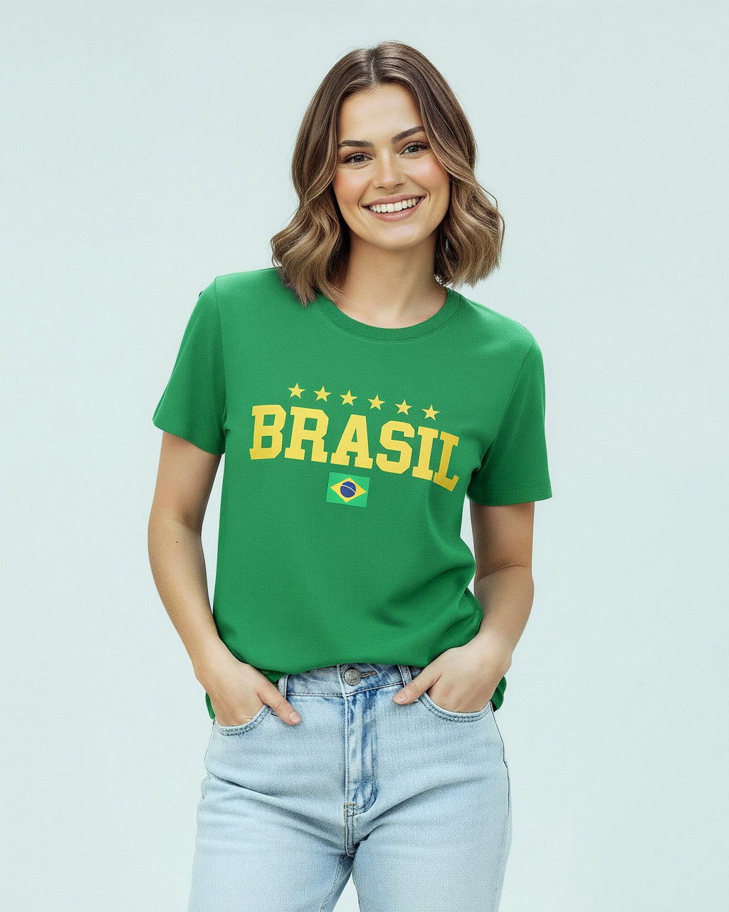 T-shirt Brasil 5 Estrelas - Verde - Divina Garota