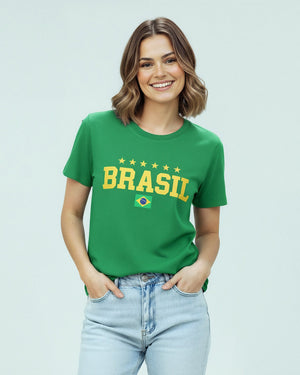 T-shirt Brasil 5 Estrelas - Verde - Divina Garota