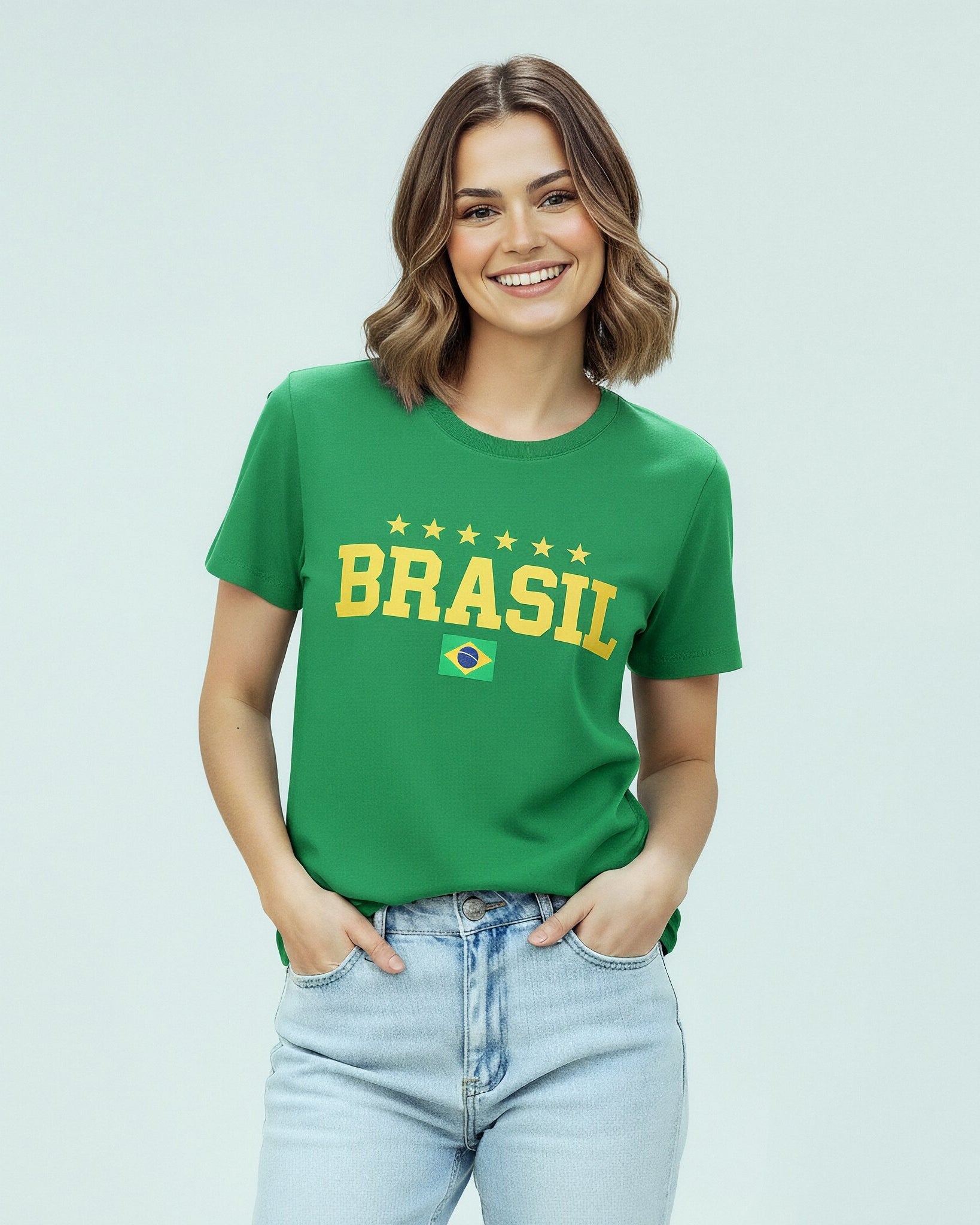 T-shirt Brasil 5 Estrelas - Verde - Divina Garota