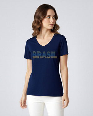 T-Shirt Brasil Strass - Divina Garota