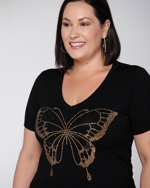 T-shirt Butterfly Strass - Divina Garota