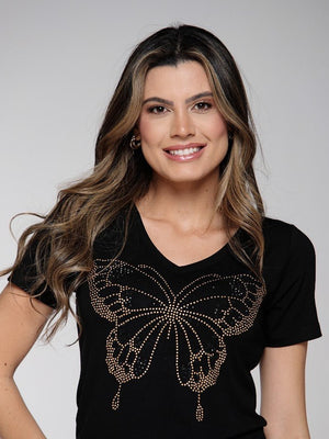 T-shirt Butterfly Strass - Divina Garota