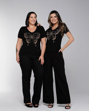 T-shirt Butterfly Strass - Divina Garota