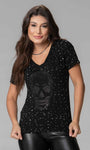 T-Shirt Caveira Poá Strass