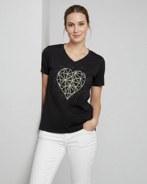 T-Shirt Coração Geométrico - Divina Garota