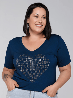 T-shirt Coração Strass - Divina Garota