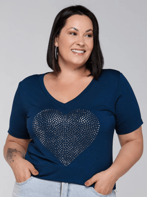 T-shirt Coração Strass - Divina Garota