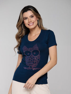 T-shirt Coruja Strass - Divina Garota