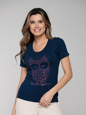 T-shirt Coruja Strass - Divina Garota