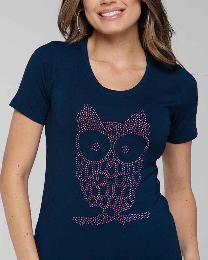 T-shirt Coruja Strass