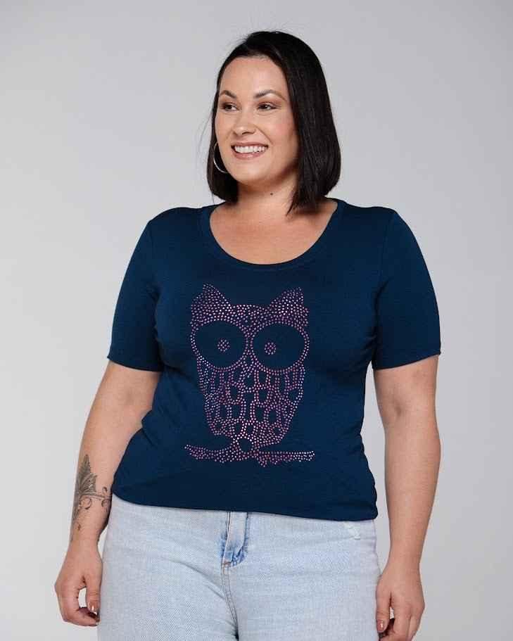 T-shirt Coruja Strass