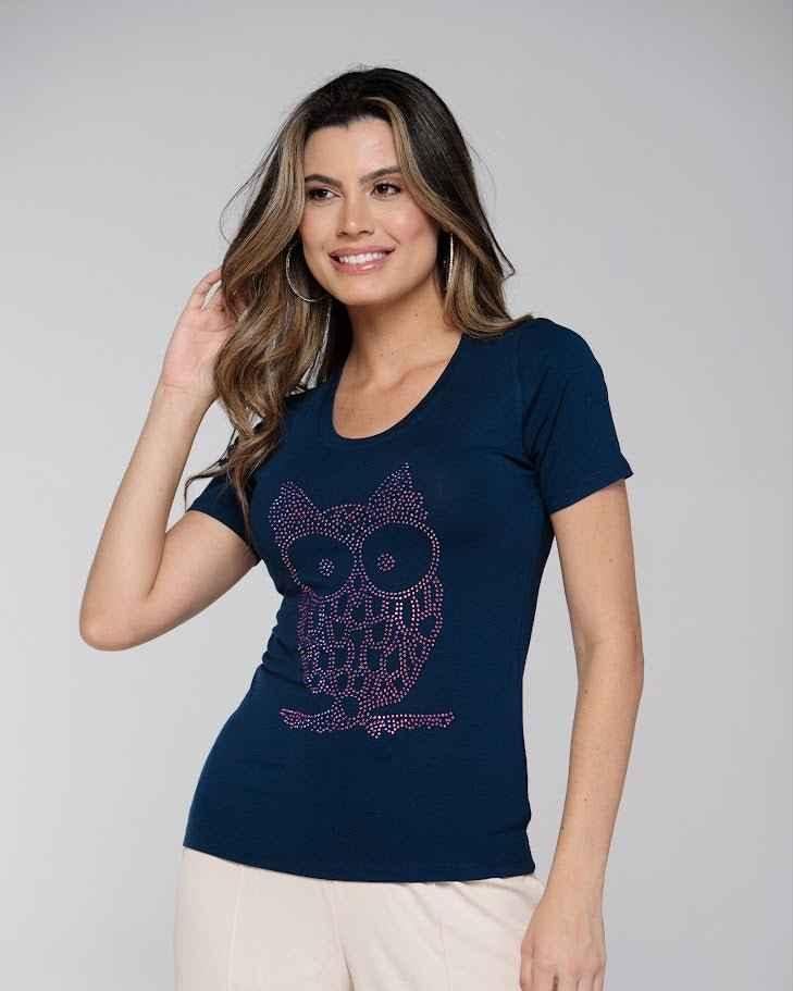T-shirt Coruja Strass