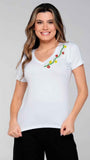 T-shirt Encanto Floral Bordada Manual