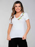 T-shirt Encanto Floral Bordada Manual