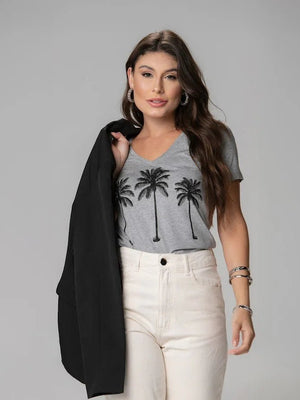 T-shirt Estampada Coqueiros - Divina Garota