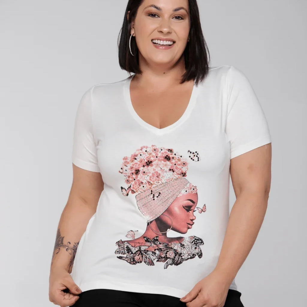 T-shirt Floral Hair - Divina Garota