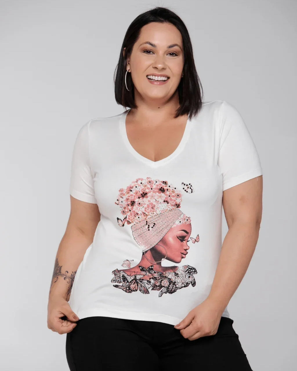 T-shirt Floral Hair - Divina Garota