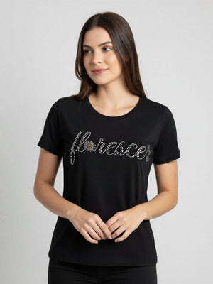 T-Shirt Florescer em Strass - Divina Garota