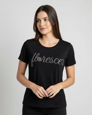 T-Shirt Florescer em Strass - Divina Garota