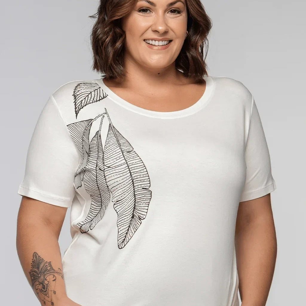 T-Shirt Folhas de Oásis - Divina Garota