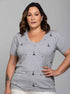 T-shirt Gotas Cristal Bordada Manual Cinza