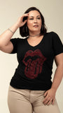 T-Shirt Língua Strass - Divina Garota