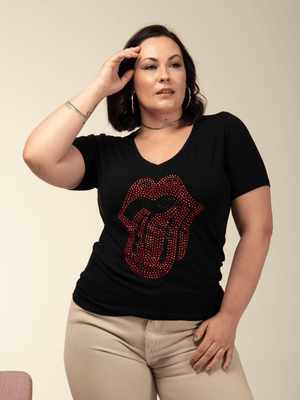 T-Shirt Língua Strass - Divina Garota