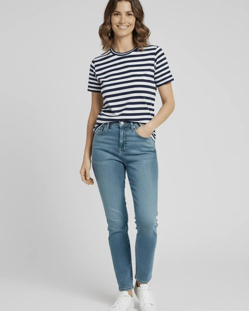 T-shirt Listrada Navy - Divina Garota