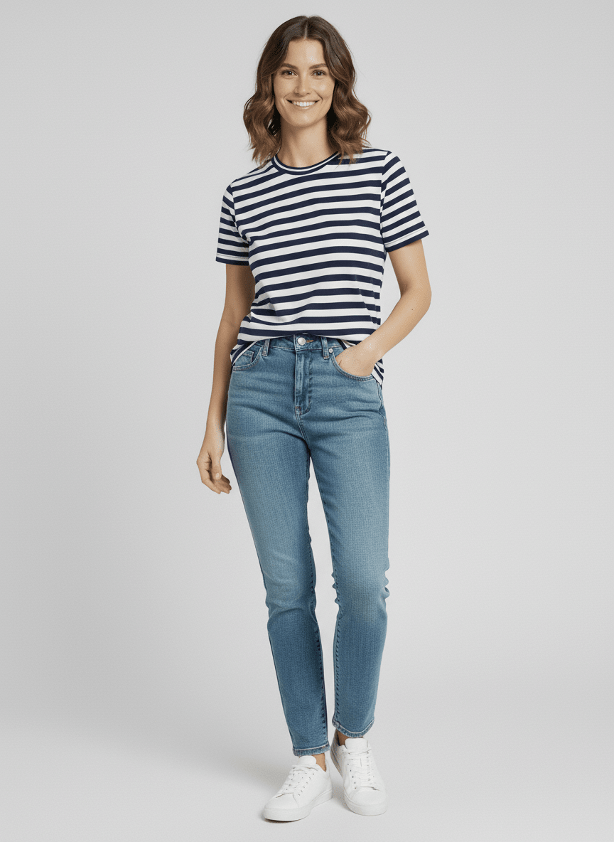T-shirt Listrada Navy - Divina Garota