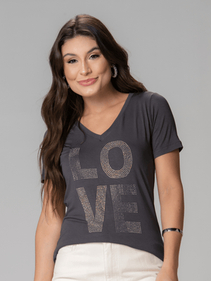 T-Shirt Love Strass - Divina Garota