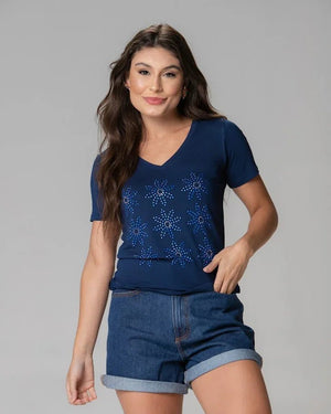 T-Shirt Margarida Strass - Divina Garota