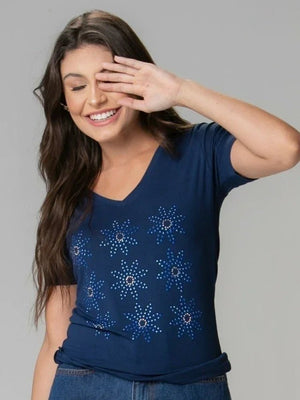 T-Shirt Margarida Strass - Divina Garota