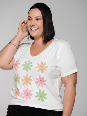 T-shirt Margaridas coloridas - Divina Garota