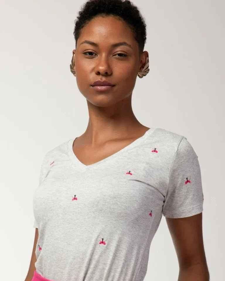 T-shirt Mini Borboletas Bordada